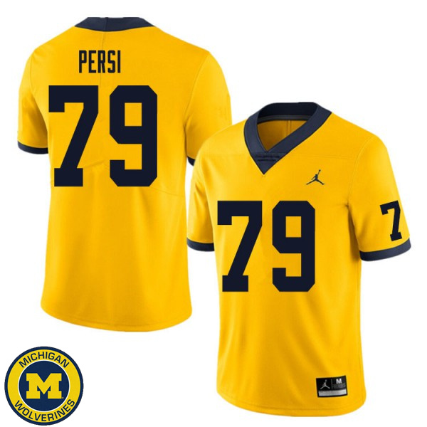 Mens University of Michigan #79 Jeffrey Persi Yellow NCAA Football Jersey